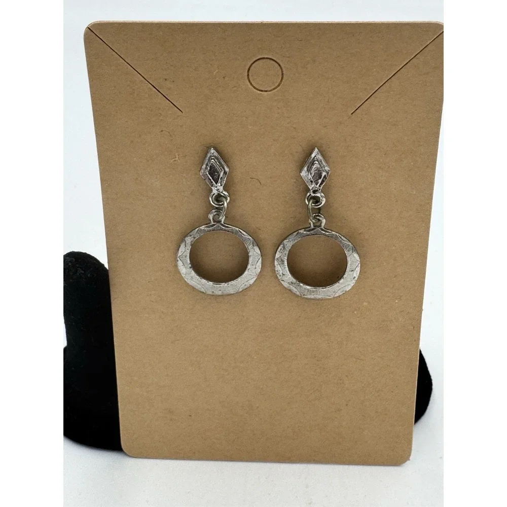 Silver Tone Round Dangle Earrings